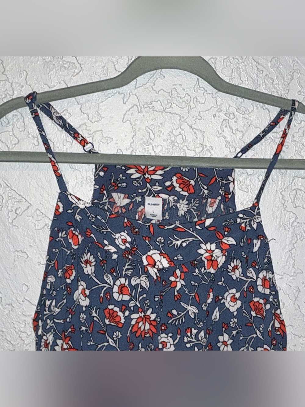 Old Navy Blue Floral with Red and White Blossoms Tank - Picture 2 of 9